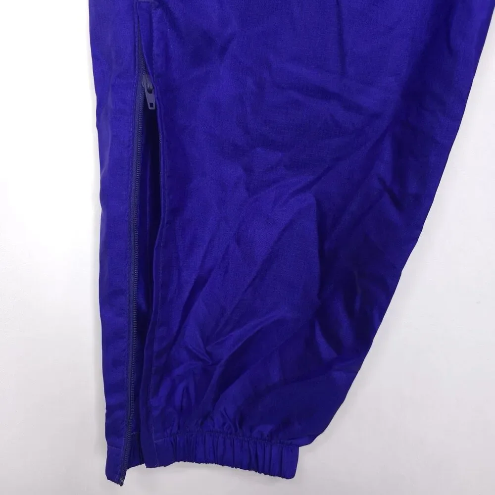 NIKE VINTAGE Track Pants LARGE S20509 BUS Ankle Zip Elastic Hem‎ Blue Nylon 90’s